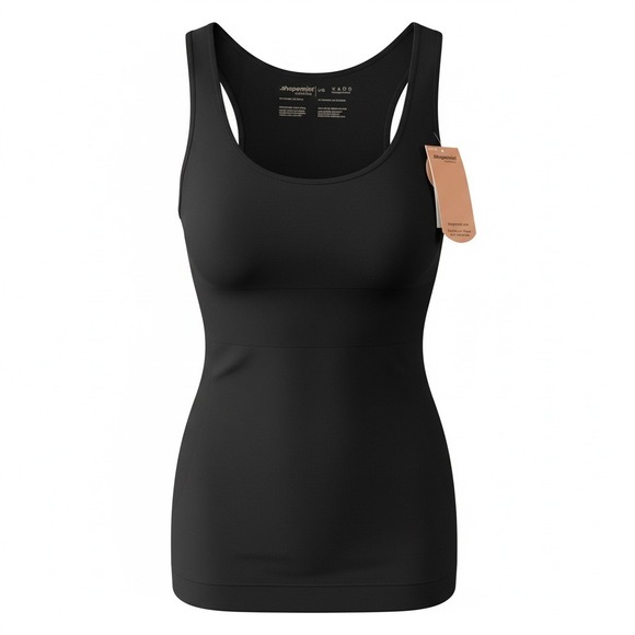 Shapermint Women Shapewear Tank NWT L Black Smoothing Layering Control Seamless - Picture 2 of 6